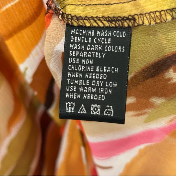 AUGUST SILK Women’s Blouse Colorful Pink Green Chiffon Crinkle Off Shoulder - Picture 6 of 6